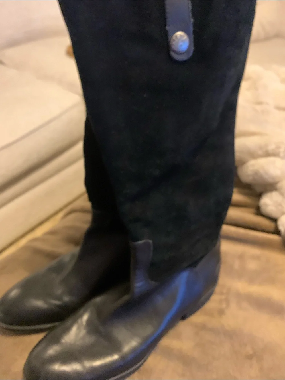 Sam Edelman Black Leather and Suede Men's Tall Riding Boots